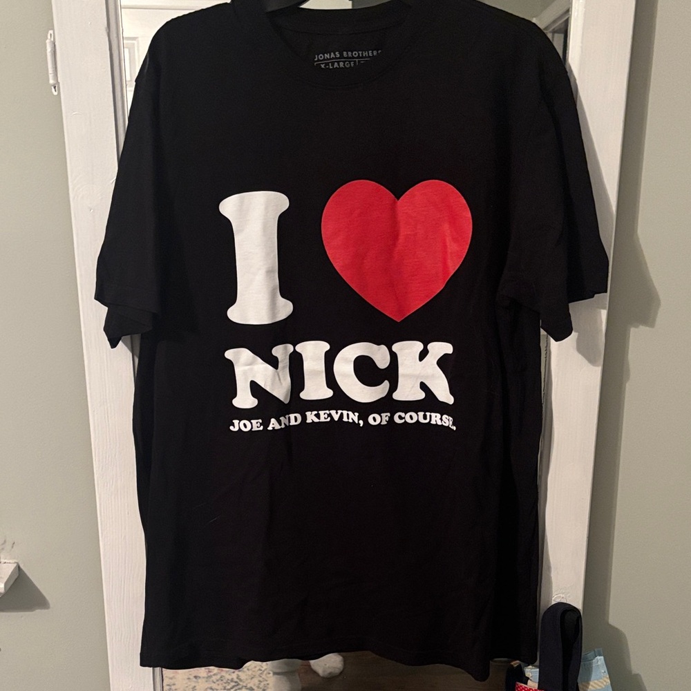 Jonas Brothers Black T-Shirt with Red Heart